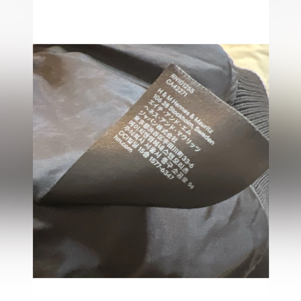 H&M Men’s Olive Green Ruched Sleeve Size M Double Zip Bomber Jacket - Picture 9 of 9